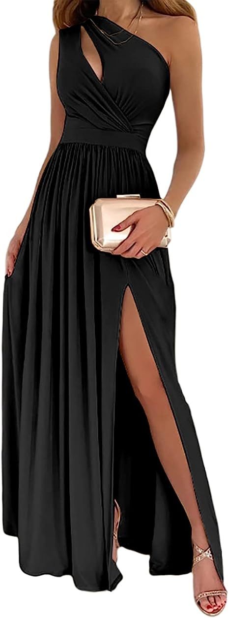 Robe longue pour femme d'une couleur unie,  un tissu léger et confortable avec une ouverture sur le devant.