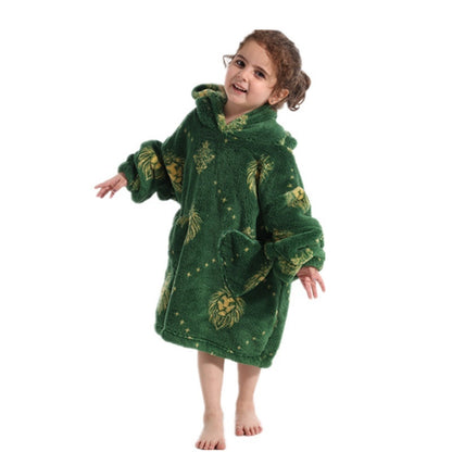 Vêtements confortables en velours de coton résistants au froid pour garçons et filles, couverture à capuche épaisse grande taille, vêtements de nuit pour enfants