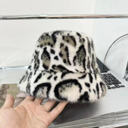 Versatile Faux Mink Fur Warm Cold-proof Windproof Face-flattering Fluffy Bucket Hat