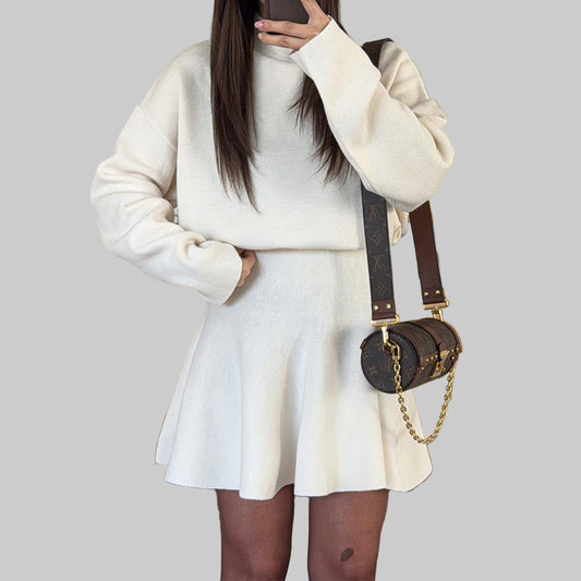 Casual Vacation Style Sweater Long Sleeve Skirt Dress Women's Clothing