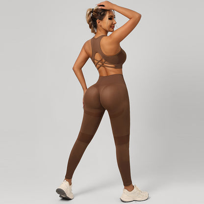 Quick-drying Polytron Back-supporting Yoga Leggings Yoga Outfit Set