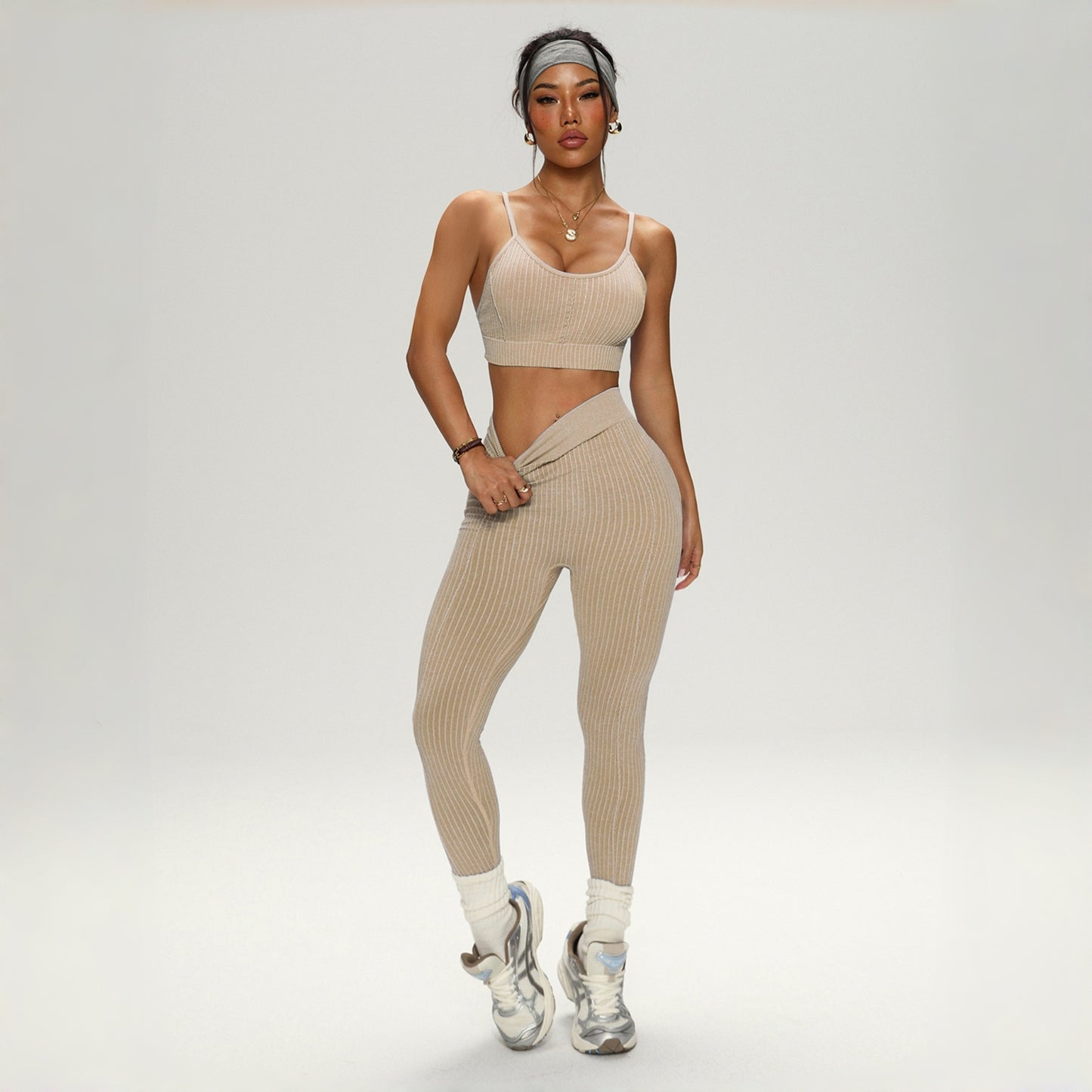 Womens Shock-Proof Seamless Yoga Running Fitness Outfit