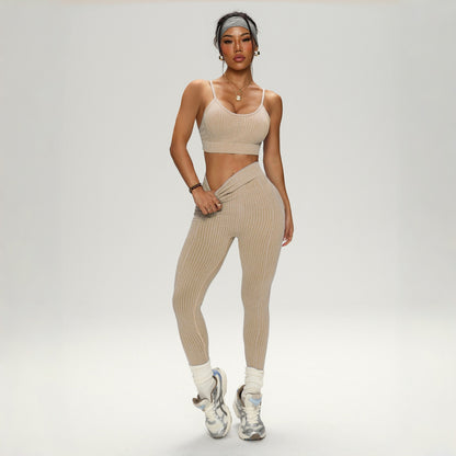 Womens Shock-Proof Seamless Yoga Running Fitness Outfit