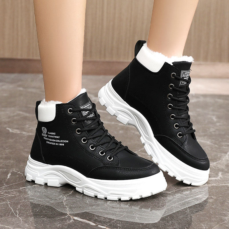 High-top Women's Shoes Cotton-padded Shoes With Velvet Warm