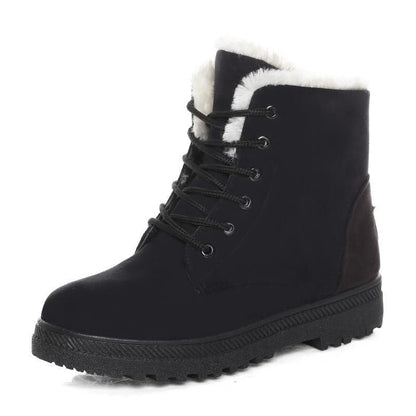 Bottes de neige d'hiver avec bottines en peluche chaudes pour femmes cute et cozy