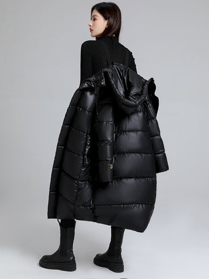 Women's Long Hooded Self-heating Graphene Cotton-padded Jacket