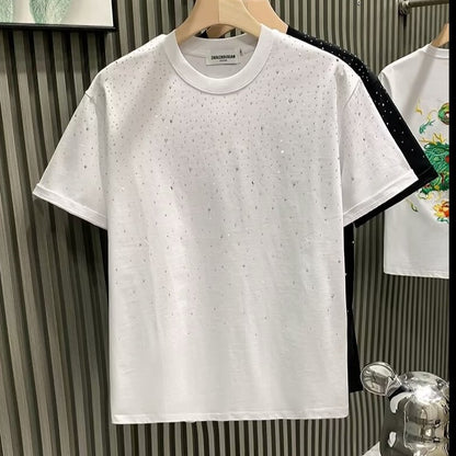 Fashion Trendy Brand Light Luxury Short Sleeves Star Hot Drill Niche Internet Celebrity