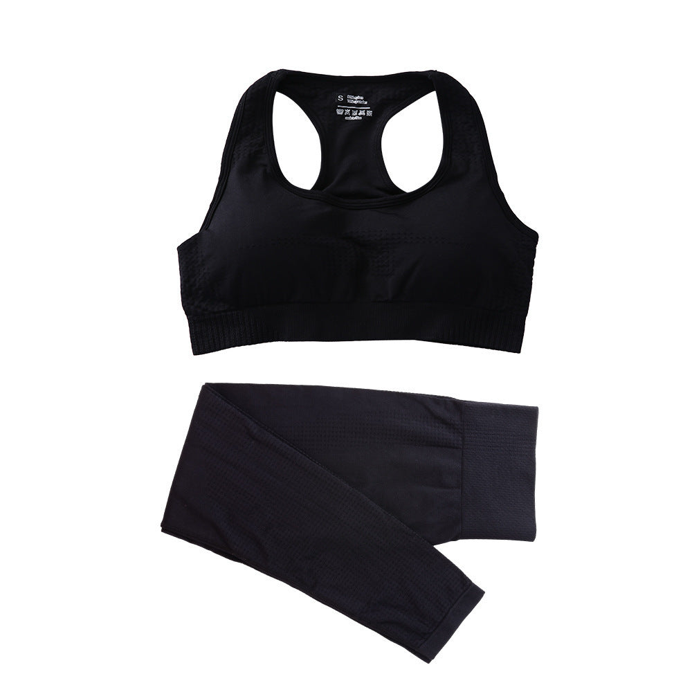 Ensemble de yoga 2 pièces sans couture pour femmes, survêtement, leggings taille haute, vêtements de sport, haut court de fitness, combinaisons de sport, ensemble de gymnastique