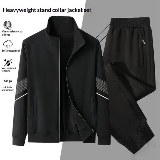 Casual Cardigan Hoodie Stand-up Collar Jacket And Pants Set