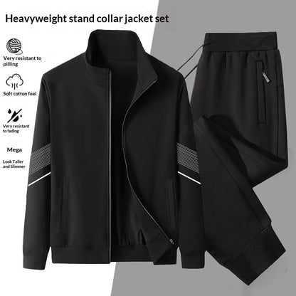 Casual Cardigan Hoodie Stand-up Collar Jacket And Pants Set