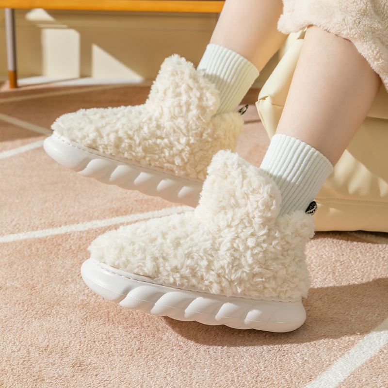 Chaussons d'hiver imperméables à talons pour la maison, à porter à l'intérieur et à l'extérieur, en coton, très confortables