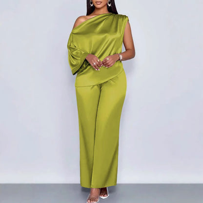 Fashion Casual Women's Satin Suit