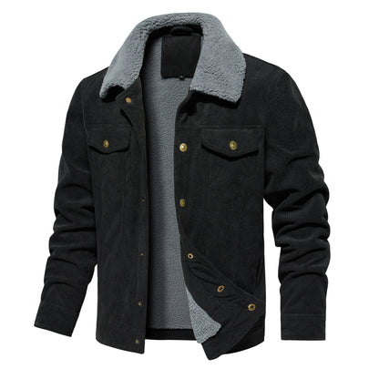 Veste d'hiver en velours côtelé pour homme, doublée chaude et épaisse, mode