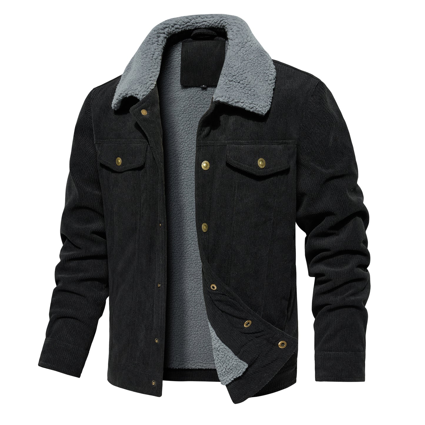 Veste d'hiver en velours côtelé pour homme, doublée chaude et épaisse, mode