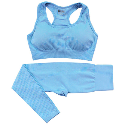 Ensemble de yoga 2 pièces sans couture pour femmes, survêtement, leggings taille haute, vêtements de sport, haut court de fitness, combinaisons de sport, ensemble de gymnastique