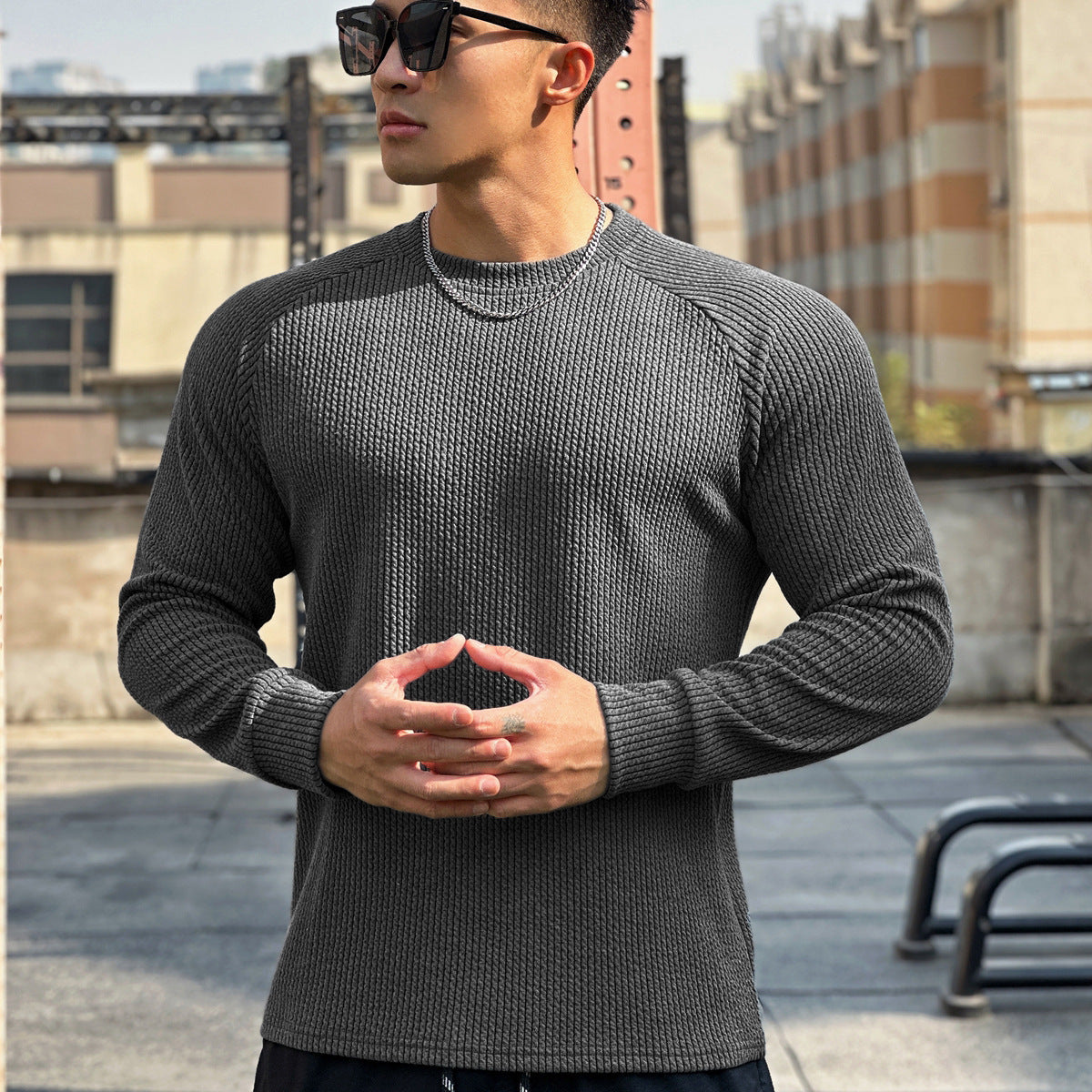 Men's Crew Neck Casual Plus Size Pullover Long Sleeve