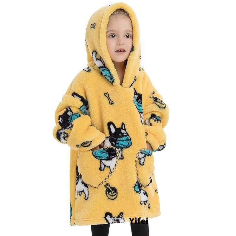 Vêtements confortables en velours de coton résistants au froid pour garçons et filles, couverture à capuche épaisse grande taille, vêtements de nuit pour enfants