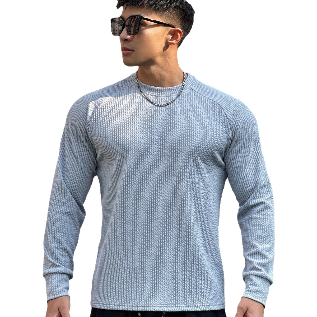 Men's Crew Neck Casual Plus Size Pullover Long Sleeve