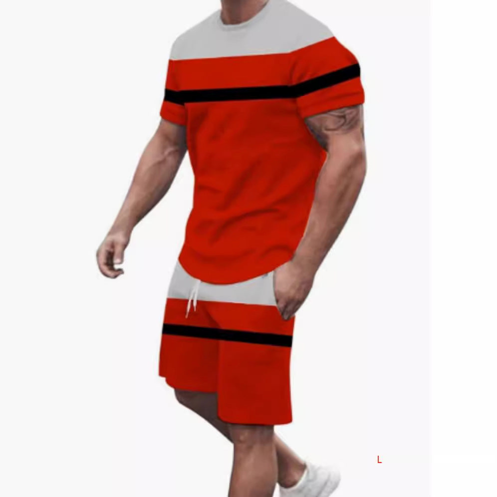 Ensemble t-shirt et short décontractés pour homme, vêtements de sport imprimés deux pièces