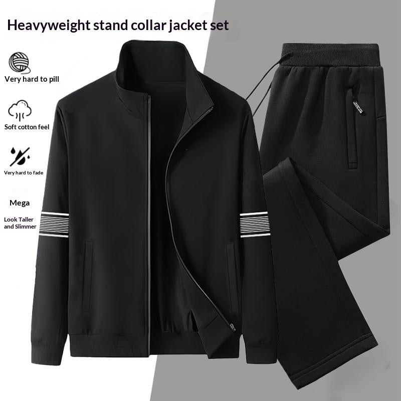 Casual Cardigan Hoodie Stand-up Collar Jacket And Pants Set