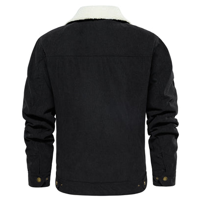 Veste d'hiver en velours côtelé pour homme, doublée chaude et épaisse, mode