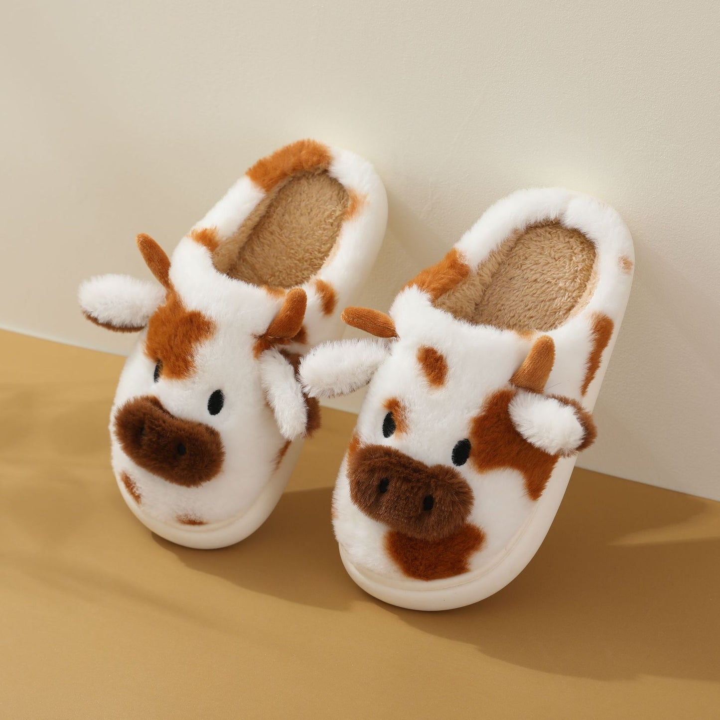 Chaussons épais antidérapants en coton et fourrure pour