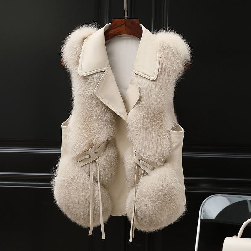 Gilet en fourrure court pour femme, manteau en fourrure artificielle, élégant et chaud, nouvelle collection automne et hiver