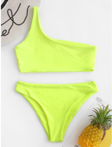 One Shoulder Bikini Swimsuit Suit Without Steel Ring