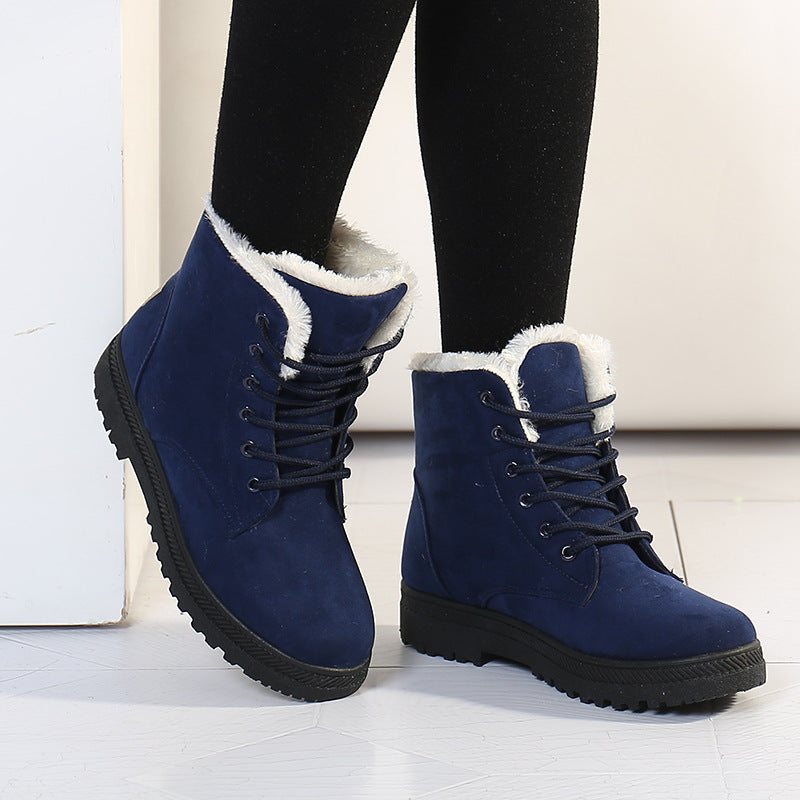 Bottes de neige d'hiver avec bottines en peluche chaudes pour femmes cute et cozy