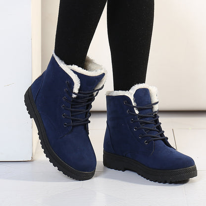 Bottes de neige d'hiver avec bottines en peluche chaudes pour femmes cute et cozy