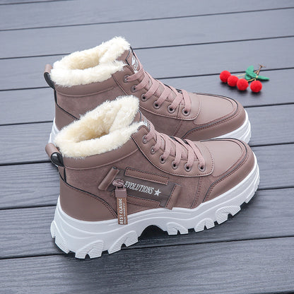 Bottines à plateforme assorties pour l'hiver, vous vouliez une bottines stylée et chaude . Confortable et doublé pour femme.