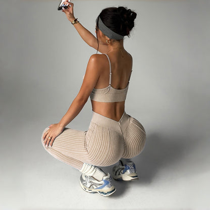 Womens Shock-Proof Seamless Yoga Running Fitness Outfit