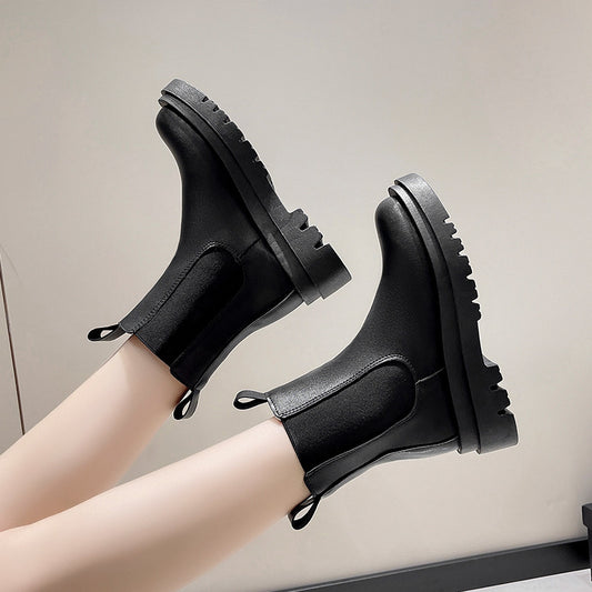 Bottines à plateforme tendance de style britannique pour femmes