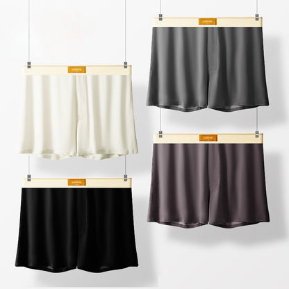 Sous-vêtements amples et respirants en soie glacée pour hommes, couleur unie