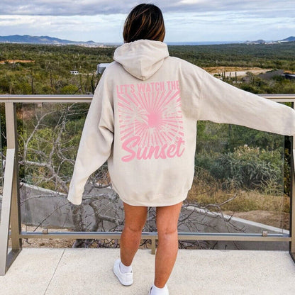 Sweat à capuche surdimensionné imprimé « Chasing Sunset » pour femme