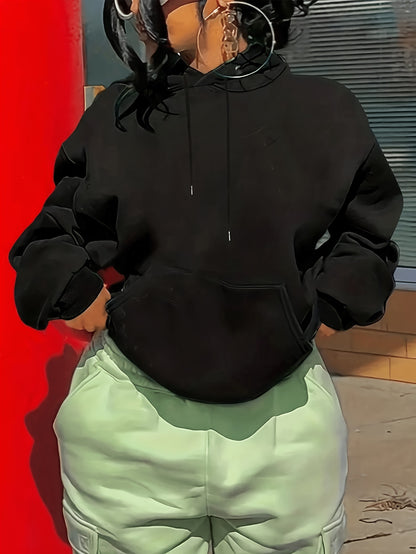 Pull ample à capuche et manches longues imprimé pour femme