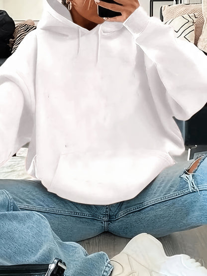 Pull ample à capuche et manches longues imprimé pour femme