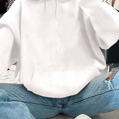 Pull ample à capuche et manches longues imprimé pour femme