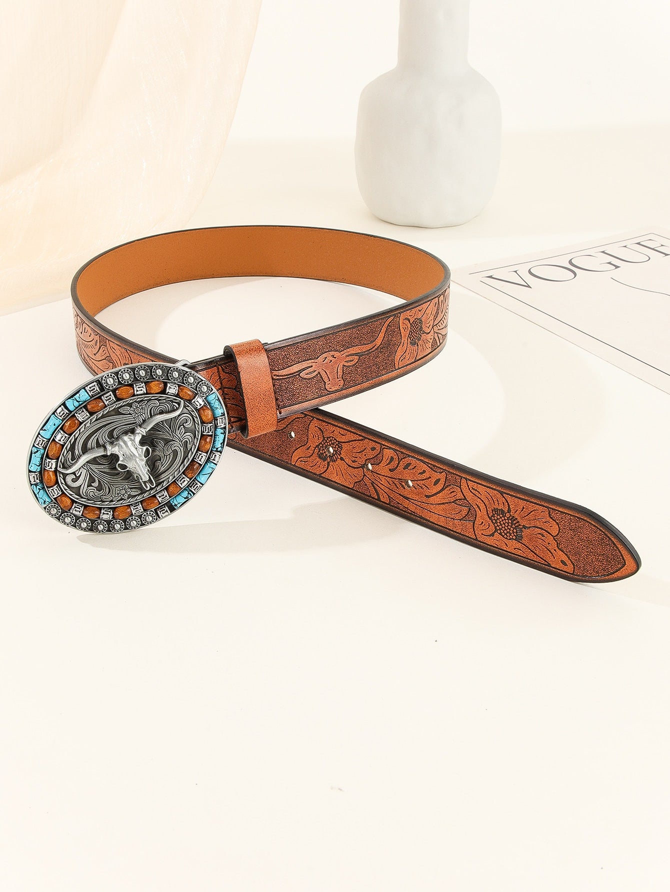 Ceinture vintage en denim western, ceinture européenne et américaine