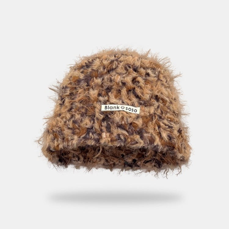 Patch Plush Bonnet Children's Autumn And Winter Earflaps Slipover Beanie Hat Cold-proof