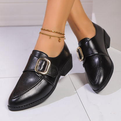 Chaussures simples en cuir de style britannique pour femmes avec nœud