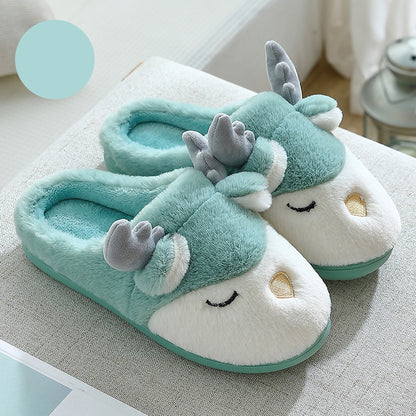 Pantoufles d'hiver pour la maison, pantoufles de chambre en peluche d'élan