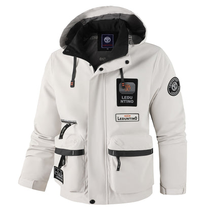 Mens Flight Suit Jacket Workwear Hooded Jacket