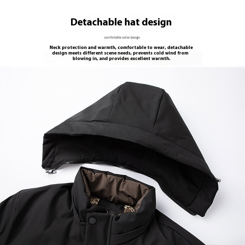 Mid-length Cotton-padded Coat Men's Windproof Thick Warm Jacket
