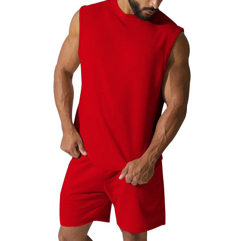 Sleeveless Sports Suit Men's Casual Thin Top Solid Color