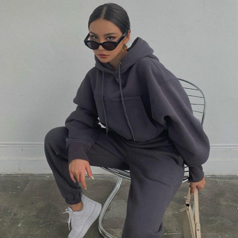 Nouveau style automne et hiver pour femmes, nouveau manteau à capuche décontracté, combinaison de sport