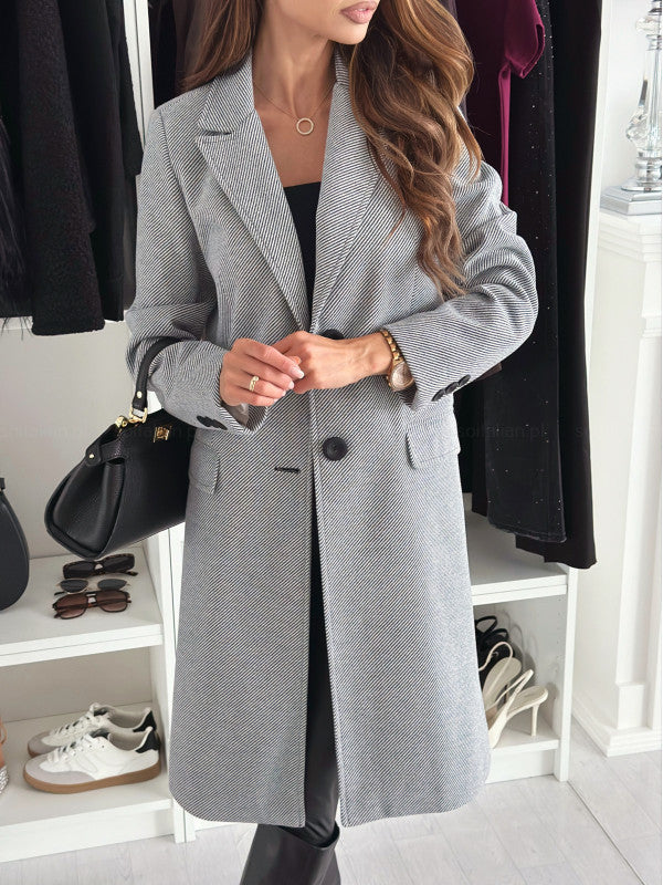 Manteau en laine à revers et boutonnage simple, veste longue d'hiver à manches longues, couleur unie, vêtements pour femmes bien lire la description pour choisir votre grandeur