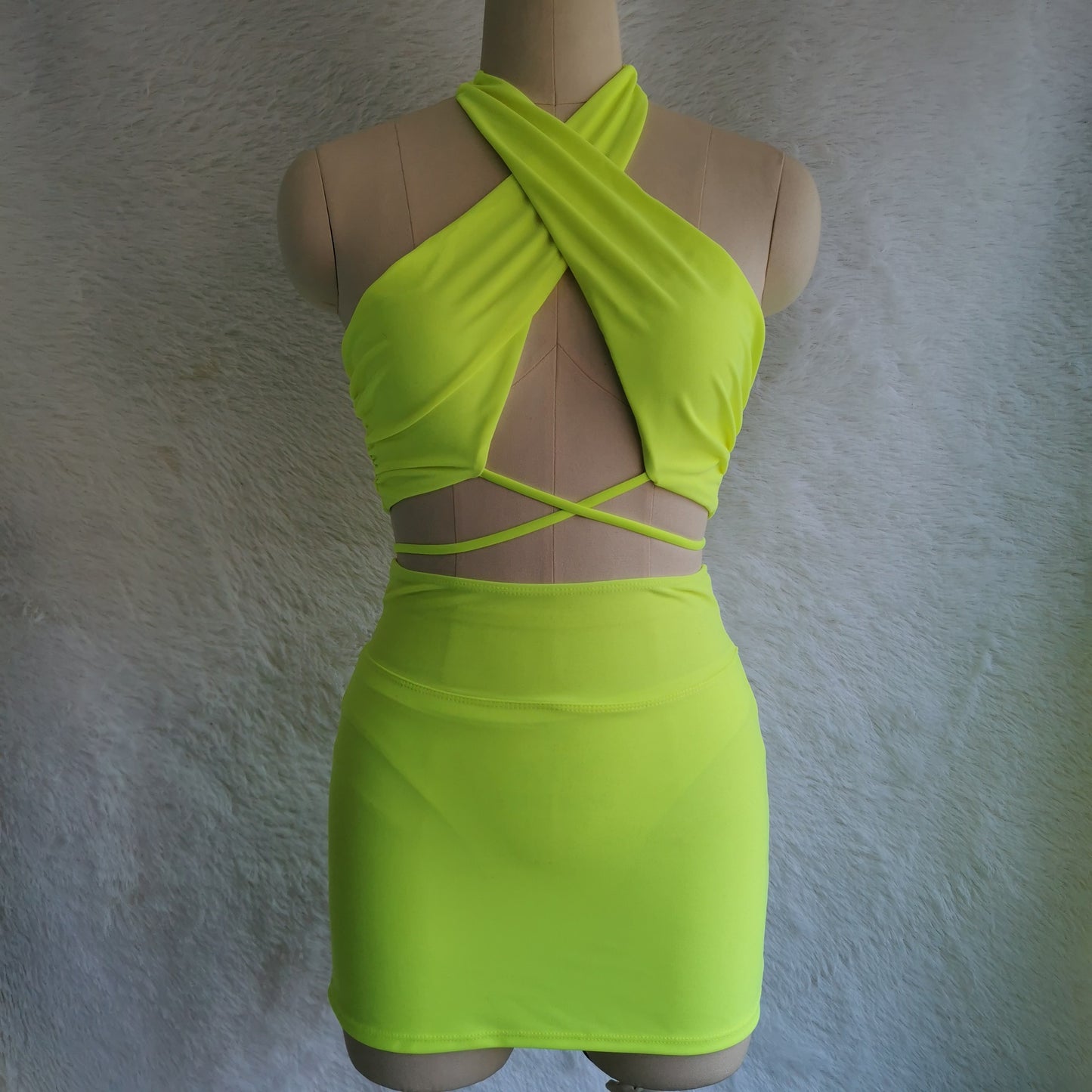 Women's European And American Solid Color Printed Swimsuit Bikini