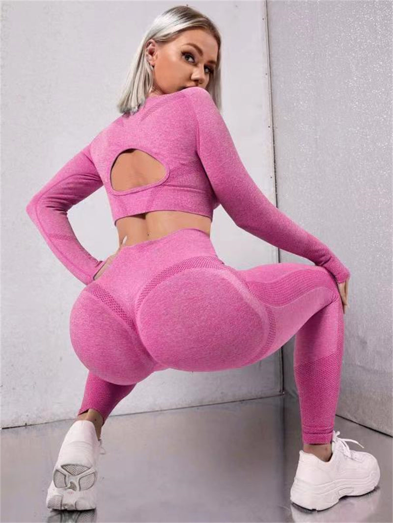 Ensemble de sport 2 pièces, haut à manches longues leggings de fitness taille haute sans coutures, vêtements de sport. Ils sont parfaits prêt a bouger