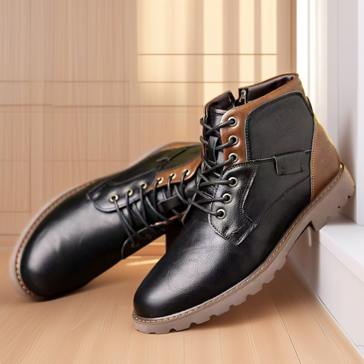 Bottes Martin pour hommes, bottines zippées